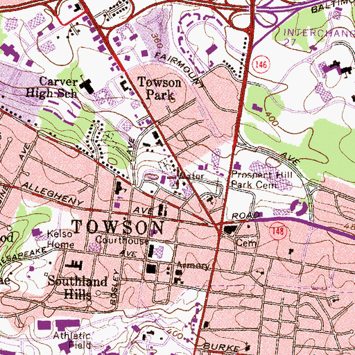 Topographic Map of Towson Catholic High School, MD