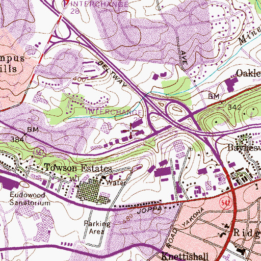 Topographic Map of Towson Industrial Park, MD