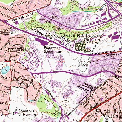Topographic Map of Towson Market Place Shopping Center, MD