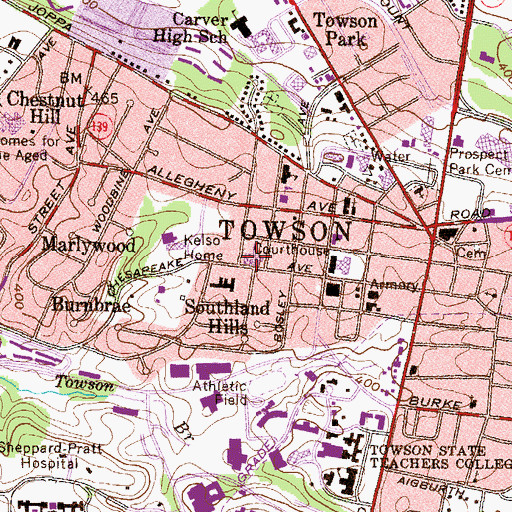 Topographic Map of Towson Presbyterian Church, MD