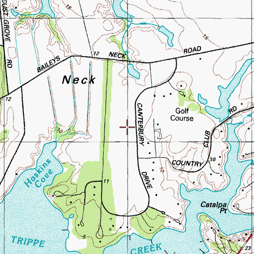 Topographic Map of Canterbury, MD
