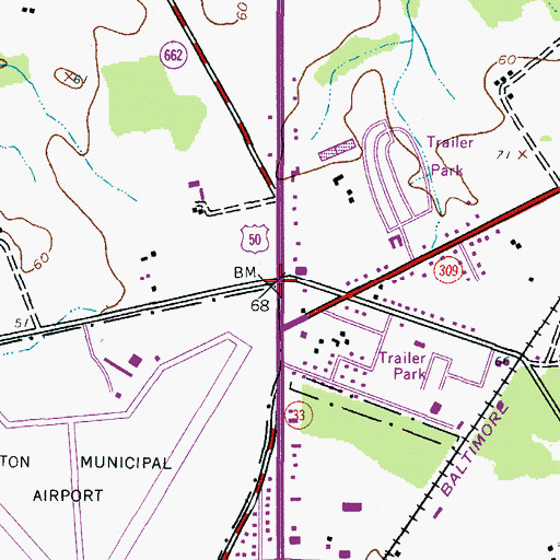 Topographic Map of Carters Plains, MD