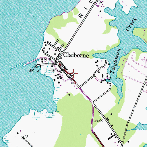 Topographic Map of Claiborne United Methodist Church, MD