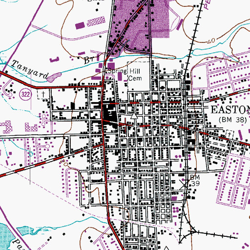 Topographic Map of Easton City Hall, MD