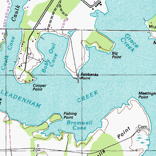 Topographic Map of Fairbanks Point, MD