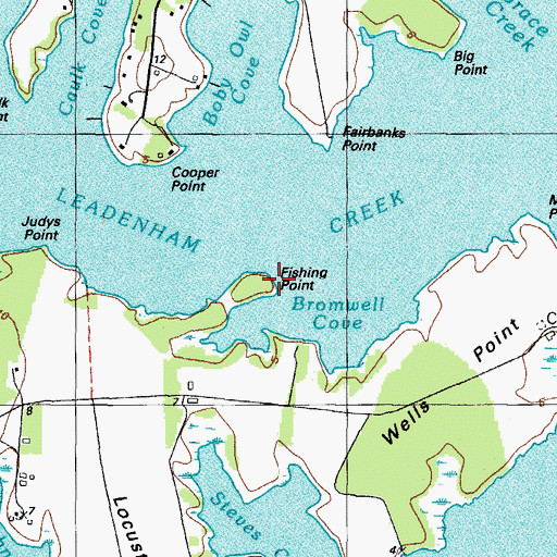 Topographic Map of Fishing Point, MD