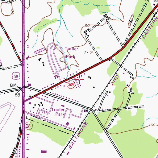 Topographic Map of Higgins, MD