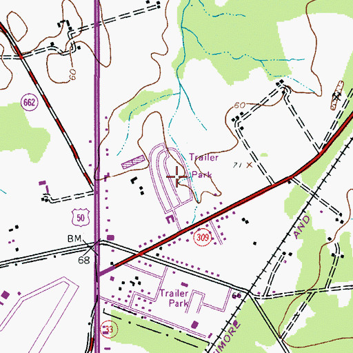 Topographic Map of Hyde Park Trailer Park, MD