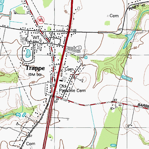 Topographic Map of La Trappe Heights, MD