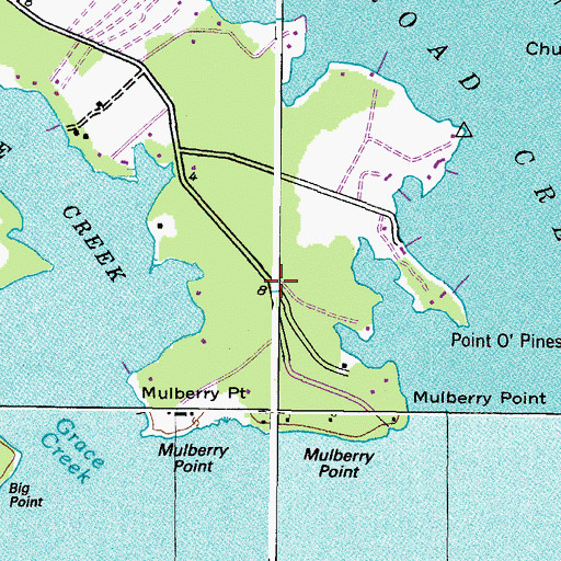 Topographic Map of Mulberry Point, MD