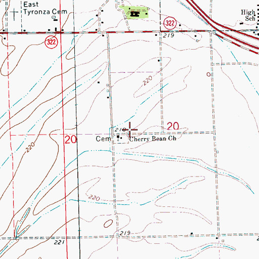 Topographic Map of Cherry Bean School (historical), AR