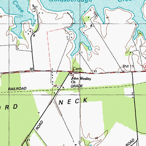 Topographic Map of Old John Wesley Cemetery, MD