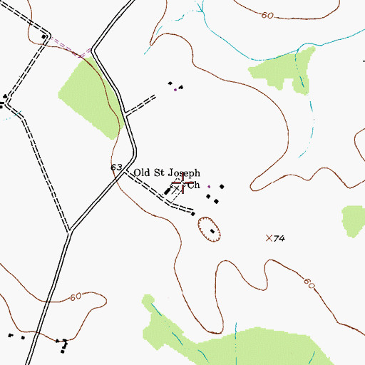Topographic Map of Old Saint Joseph Catholic Cemetery, MD