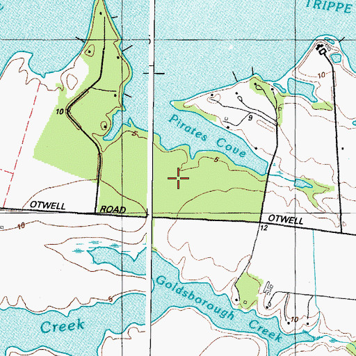 Topographic Map of Otwell Woodland Preserve, MD
