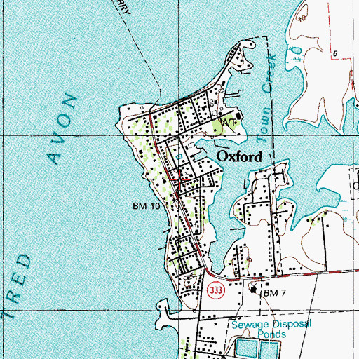 Topographic Map of Oxford City Hall, MD