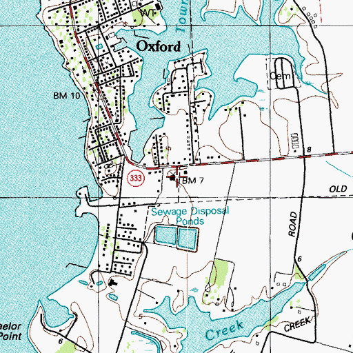 Topographic Map of Oxford High School (historical), MD