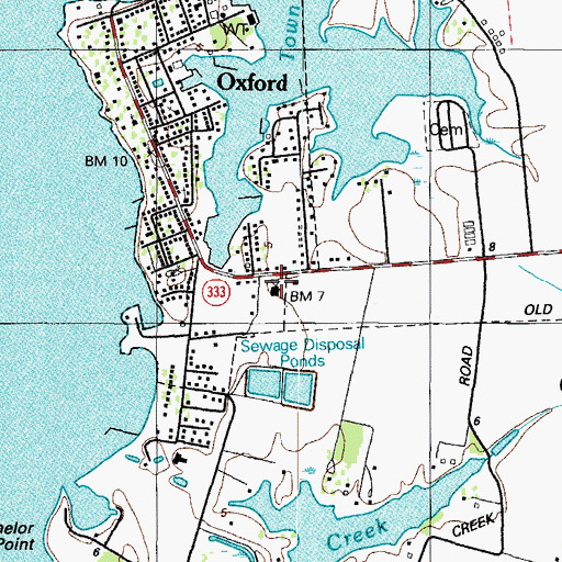 Topographic Map of Oxford Park, MD