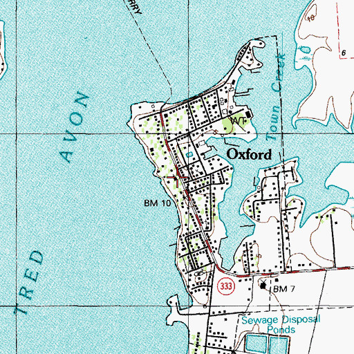 Topographic Map of Oxford United Methodist Church, MD