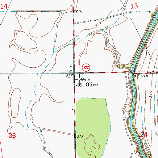 Topographic Map of Mount Olive Cemetery, AR