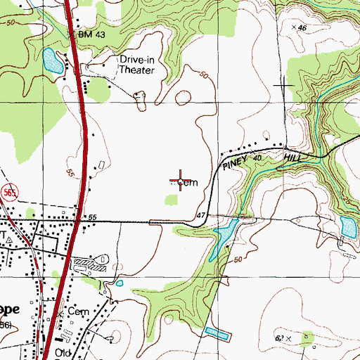 Topographic Map of Piney Hill Cemetery, MD