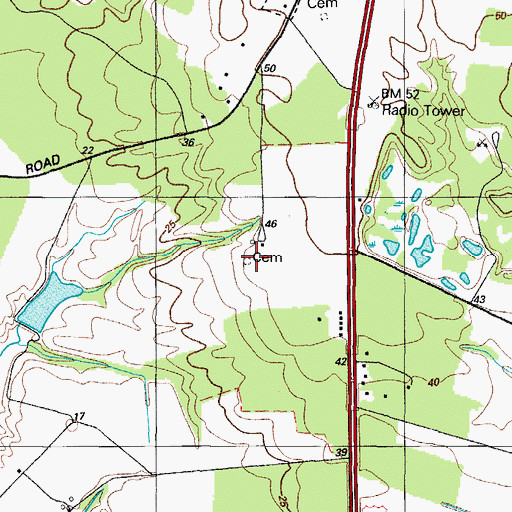 Topographic Map of Readly Cemetery, MD