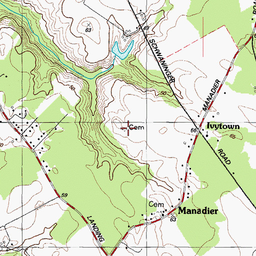 Topographic Map of Roberts Cemetery, MD