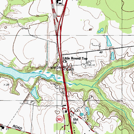 Topographic Map of Little Round Top Church Graveyard, MD