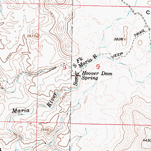 Topographic Map of Hoover Dam Spring, AZ
