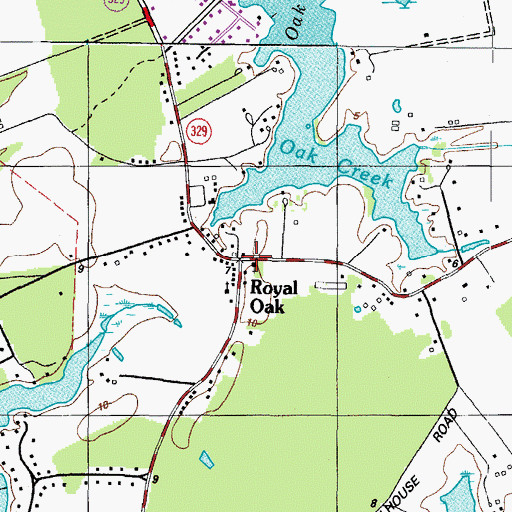Topographic Map of Royal Oak Church, MD