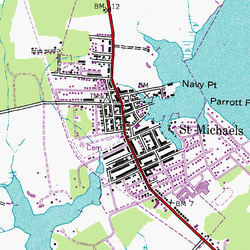Topographic Map of Saint Michaels Historic District, MD