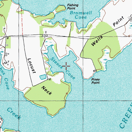 Topographic Map of Steves Cove, MD