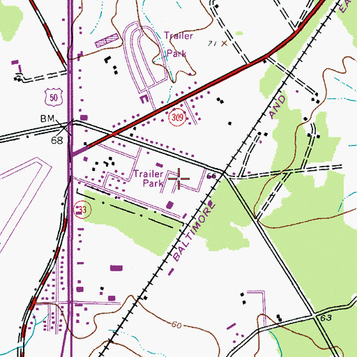 Topographic Map of Talbot Mobile Home Park, MD