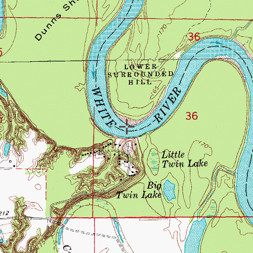Topographic Map of Hilderbrand Bend, AR