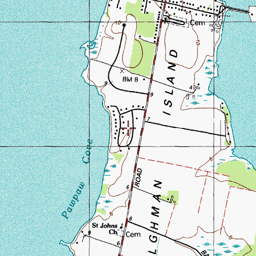 Topographic Map of Tilghman Island Beach, MD
