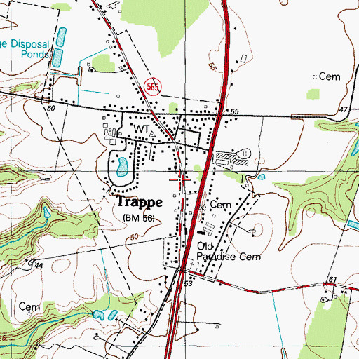 Topographic Map of Trappe Park, MD
