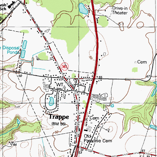 Topographic Map of Trappe United Methodist Church, MD