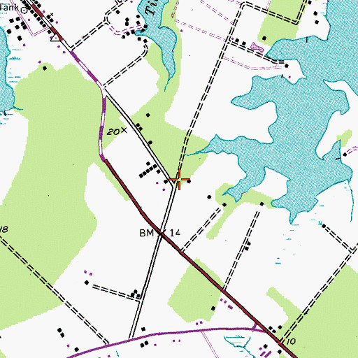 Topographic Map of Tunis, MD