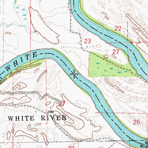 Topographic Map of Blackbird Bend, AR