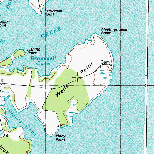 Topographic Map of Wells Point, MD
