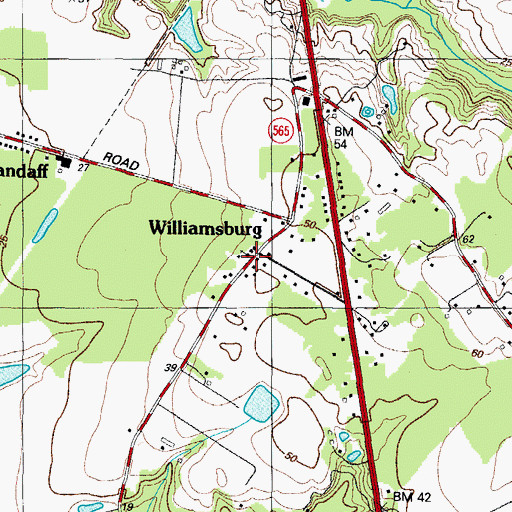 Topographic Map of Williamsburg United Methodist Church, MD