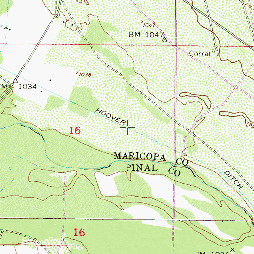 Topographic Map of Hoover Ditch, AZ