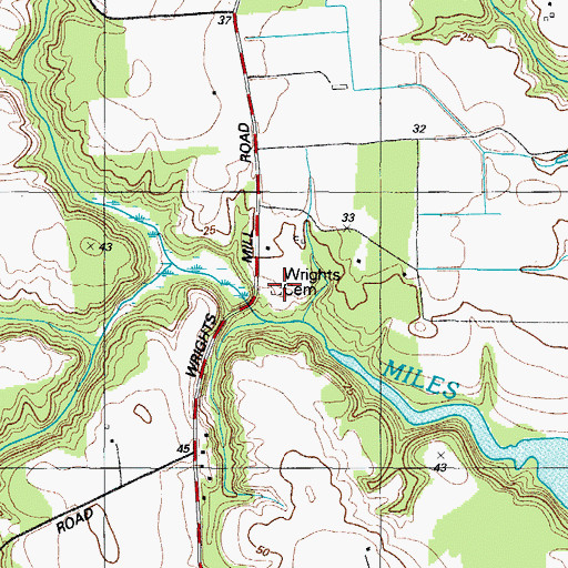 Topographic Map of Wrights Cemetery, MD