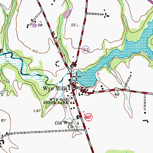Topographic Map of Wye Mill, MD