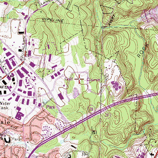 Topographic Map of Red Gate Golf Course, MD