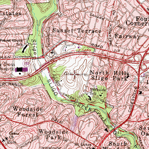 Topographic Map of Sligo Park Golf Course, MD
