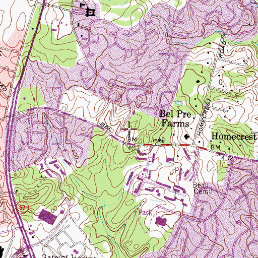 Topographic Map of Montgomery County Fire Station 25, MD