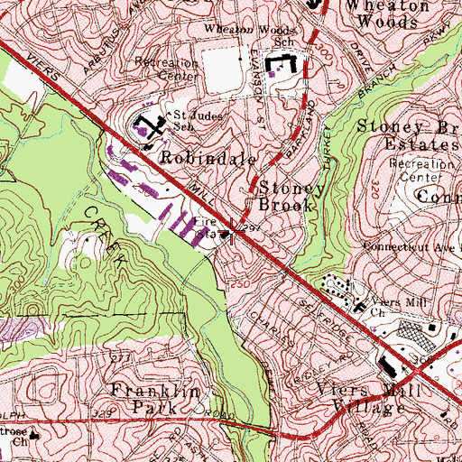Topographic Map of Kensington Volunteer Fire Department Station 21, MD