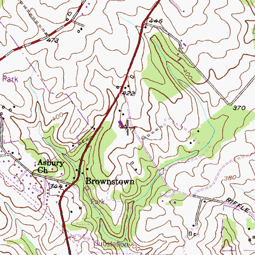 Topographic Map of Germantown Baptist Church, MD