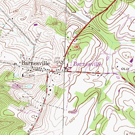 Topographic Map of Barnesville Baptist Church, MD