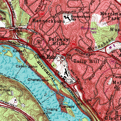 Topographic Map of Glen Echo Park, MD